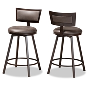 Baxton Studio Danson Modern Industrial Grey Fabric Upholstered and Antique Dark Brown Finished Metal 2-Piece Pub Chair Set